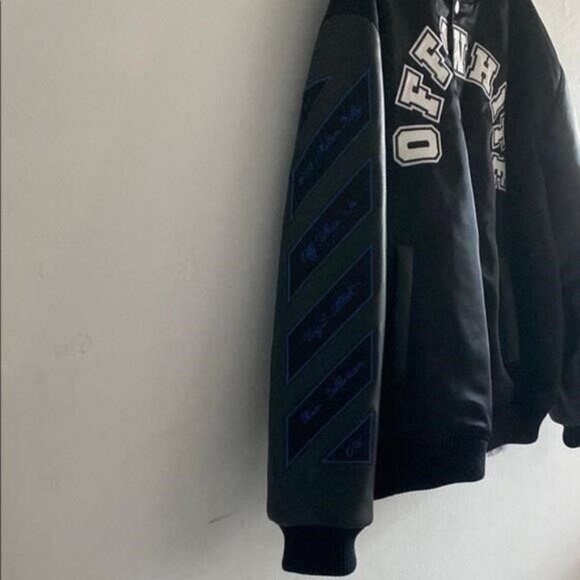 New Authentic Men’s Off-White Black Varsity Jacket - Picture 6 of 12